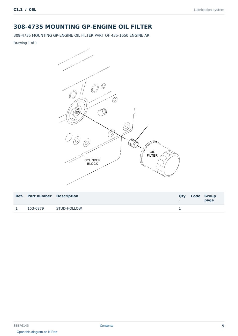 Caterpillar C1.1 S/N C6L Partsbook SEBP6145 (English) - sample page 5 of 10 Caterpillar C1.1 S/N C6L Partsbook SEBP6145 (English) - sample page 5 of 10