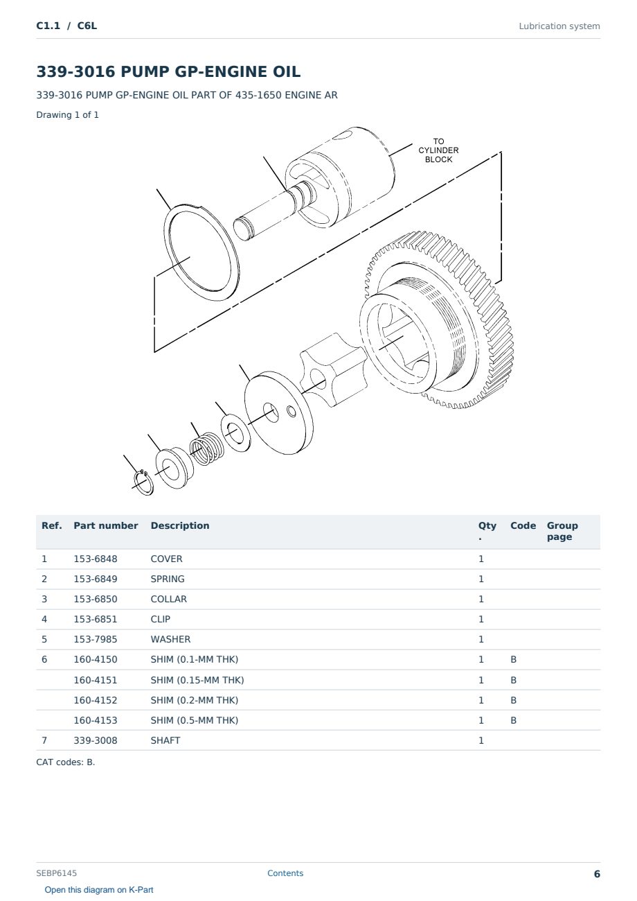 Caterpillar C1.1 S/N C6L Partsbook SEBP6145 (English) - sample page 6 of 10 Caterpillar C1.1 S/N C6L Partsbook SEBP6145 (English) - sample page 6 of 10