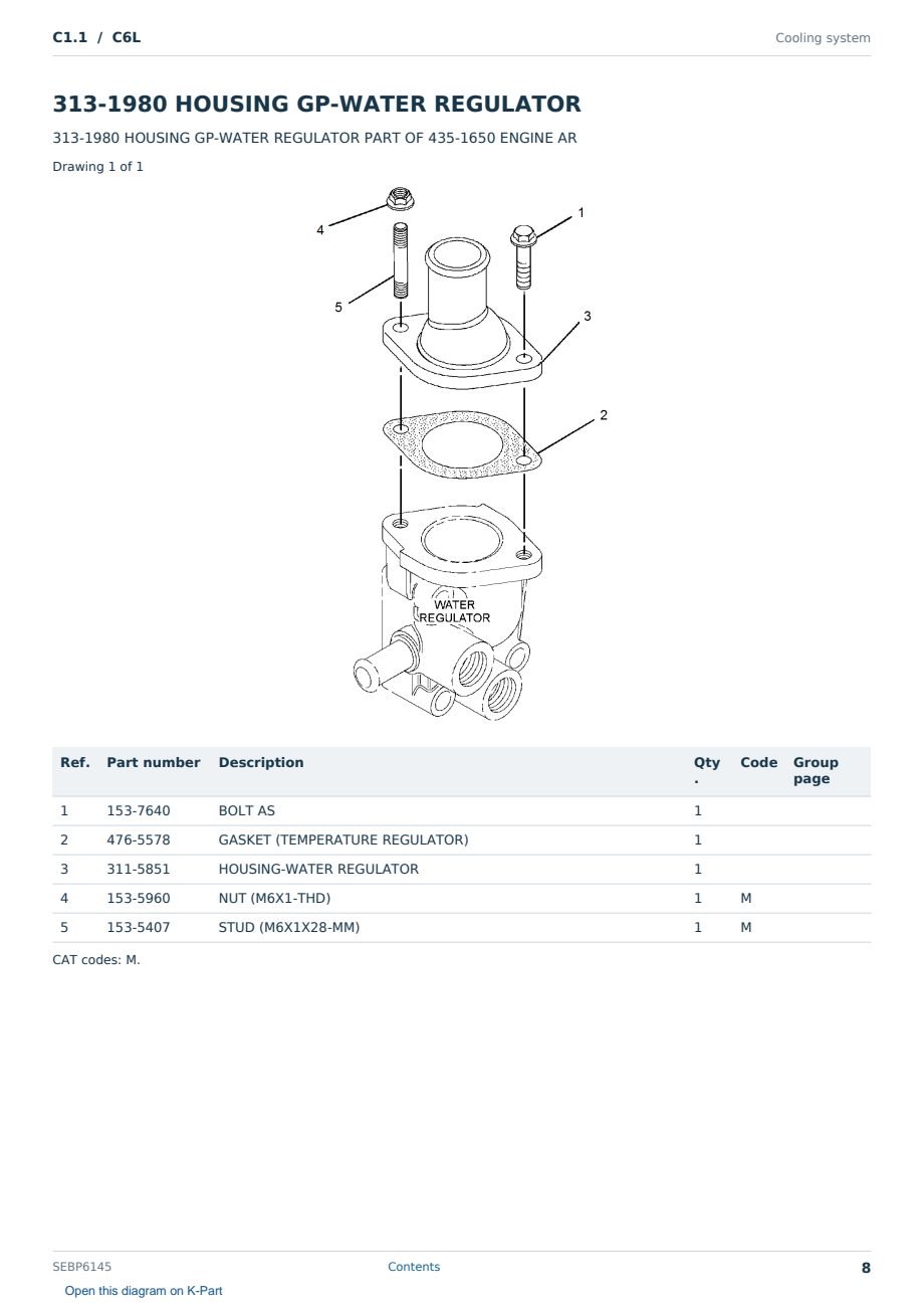 Caterpillar C1.1 S/N C6L Partsbook SEBP6145 (English) - sample page 8 of 10 Caterpillar C1.1 S/N C6L Partsbook SEBP6145 (English) - sample page 8 of 10