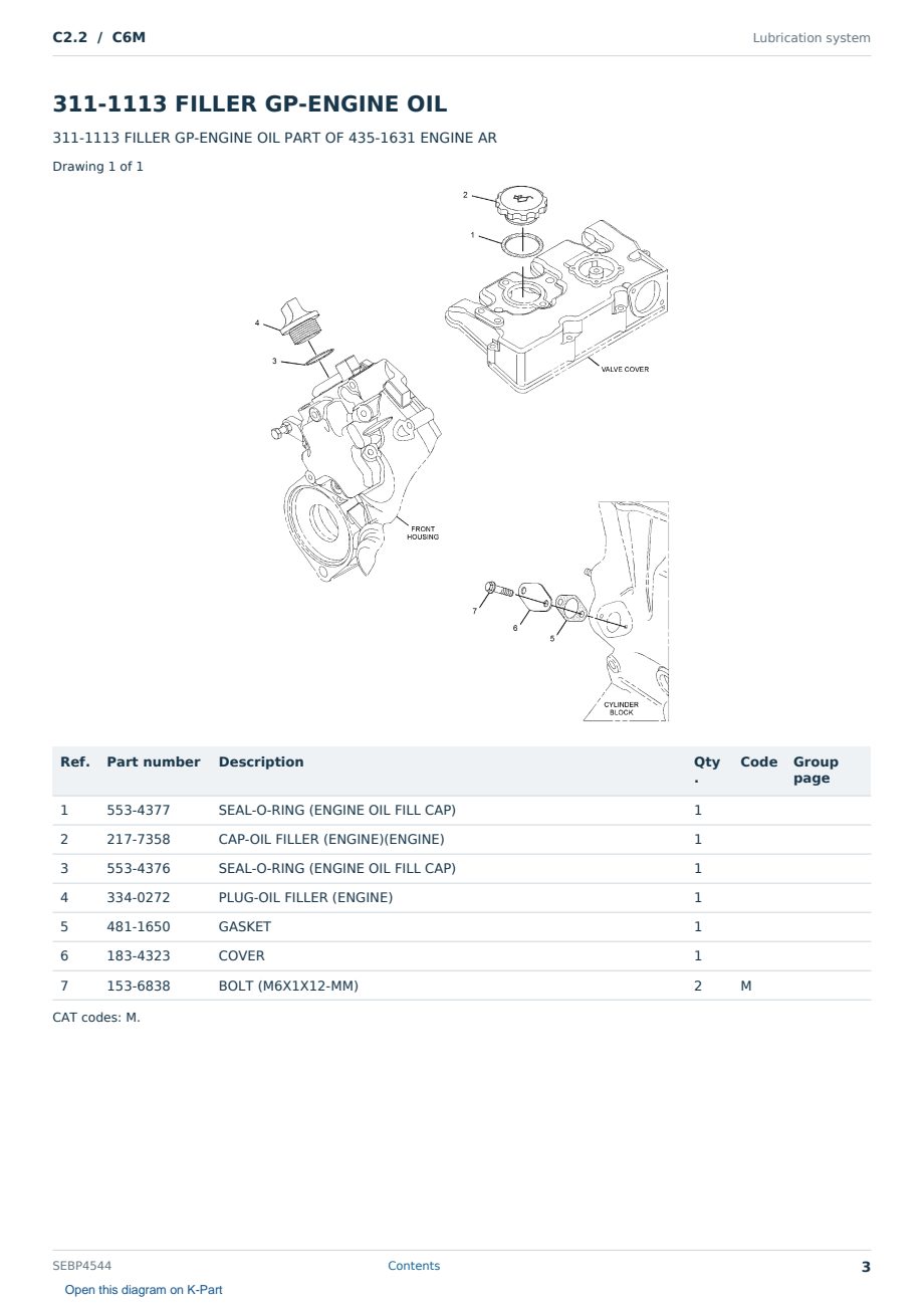Caterpillar C2.2 S/N C6M Partsbook SEBP4544 (English) - sample page 3 of 10 Caterpillar C2.2 S/N C6M Partsbook SEBP4544 (English) - sample page 3 of 10