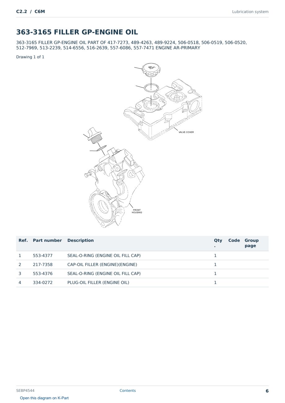 Caterpillar C2.2 S/N C6M Partsbook SEBP4544 (English) - sample page 6 of 10 Caterpillar C2.2 S/N C6M Partsbook SEBP4544 (English) - sample page 6 of 10