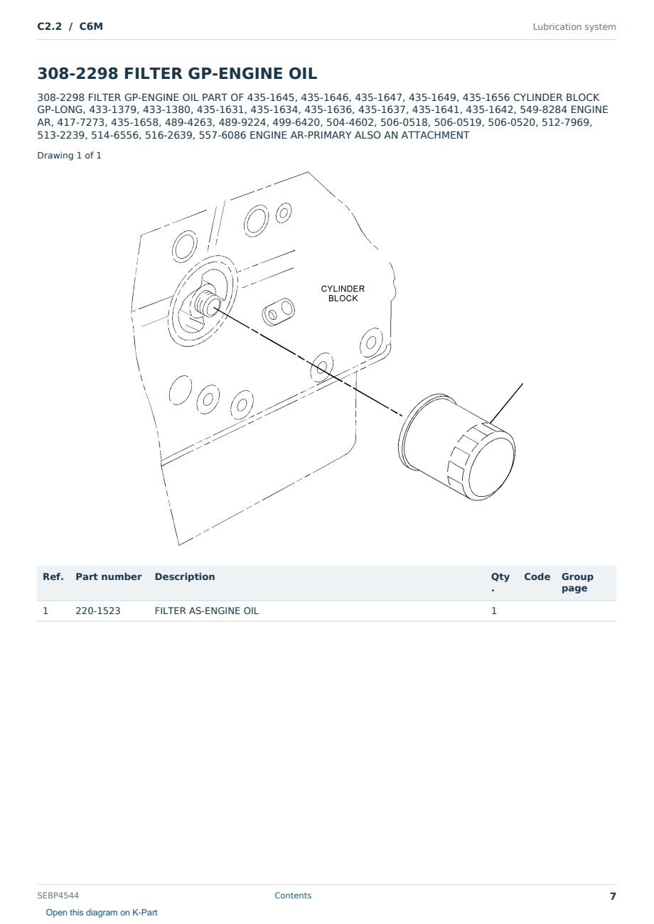 Caterpillar C2.2 S/N C6M Partsbook SEBP4544 (English) - sample page 7 of 10 Caterpillar C2.2 S/N C6M Partsbook SEBP4544 (English) - sample page 7 of 10