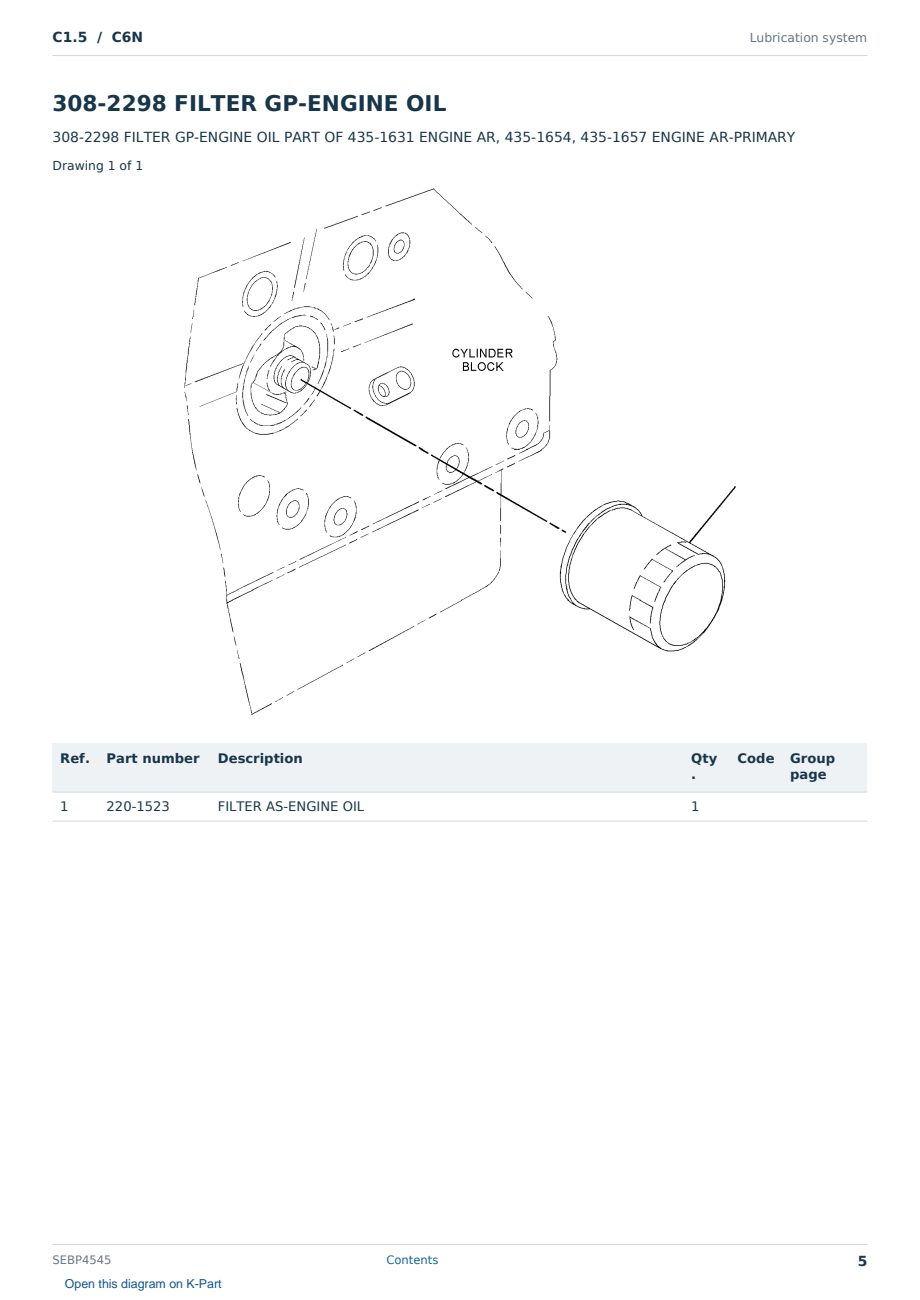 Caterpillar C1.5 S/N C6N Partsbook SEBP4545 (English) - sample page 5 of 10 Caterpillar C1.5 S/N C6N Partsbook SEBP4545 (English) - sample page 5 of 10