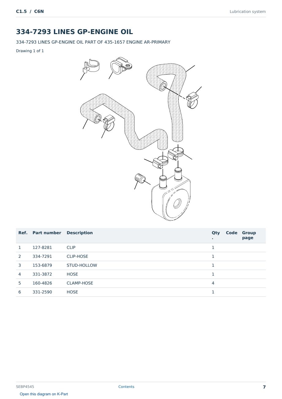 Caterpillar C1.5 S/N C6N Partsbook SEBP4545 (English) - sample page 7 of 10 Caterpillar C1.5 S/N C6N Partsbook SEBP4545 (English) - sample page 7 of 10