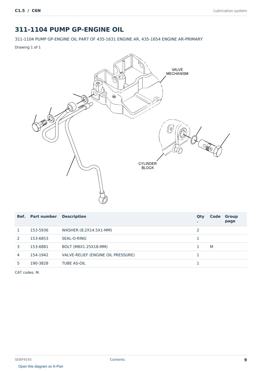 Caterpillar C1.5 S/N C6N Partsbook SEBP4545 (English) - sample page 9 of 10 Caterpillar C1.5 S/N C6N Partsbook SEBP4545 (English) - sample page 9 of 10