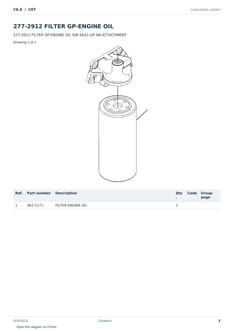 Caterpillar C6.6 S/N C6T Partsbook SEBP4820 (English) - sample page 7 of 10 Caterpillar C6.6 S/N C6T Partsbook SEBP4820 (English) - sample page 7 of 10