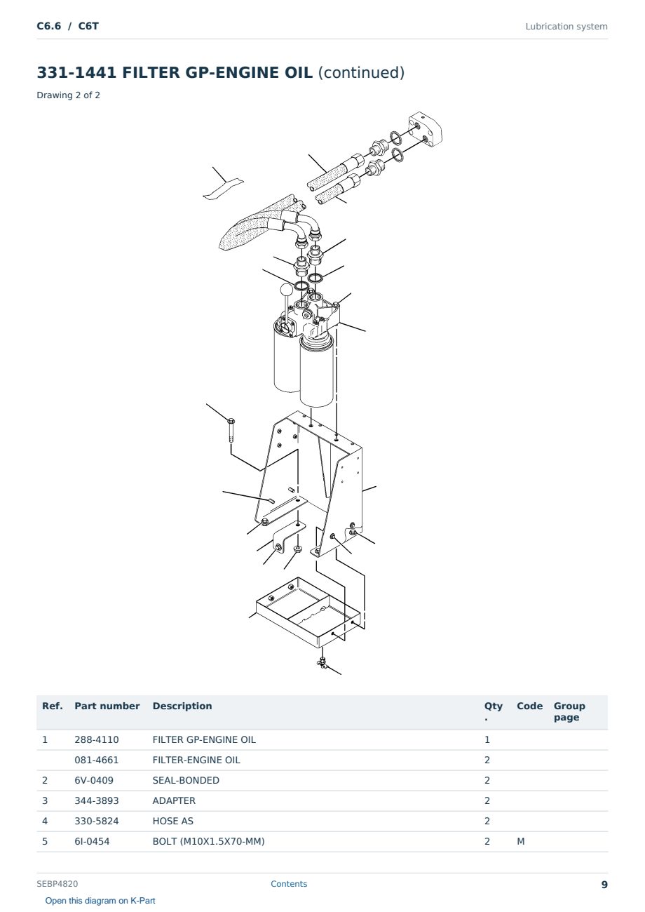 Caterpillar C6.6 S/N C6T Partsbook SEBP4820 (English) - sample page 9 of 10 Caterpillar C6.6 S/N C6T Partsbook SEBP4820 (English) - sample page 9 of 10