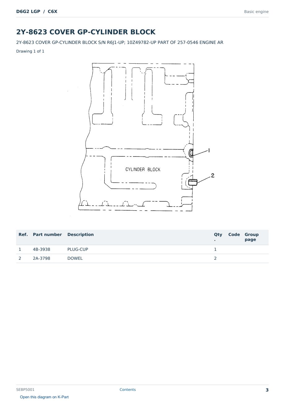 Caterpillar D6G2 LGP S/N C6X Partsbook SEBP5001 (English) - sample page 3 of 10 Caterpillar D6G2 LGP S/N C6X Partsbook SEBP5001 (English) - sample page 3 of 10
