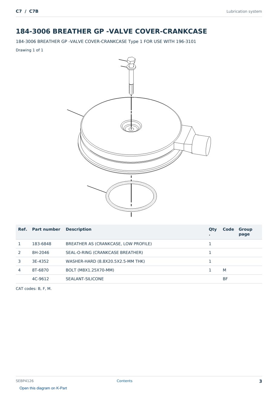 Caterpillar C7 S/N C7B Partsbook SEBP4126 (English) - sample page 3 of 10 Caterpillar C7 S/N C7B Partsbook SEBP4126 (English) - sample page 3 of 10
