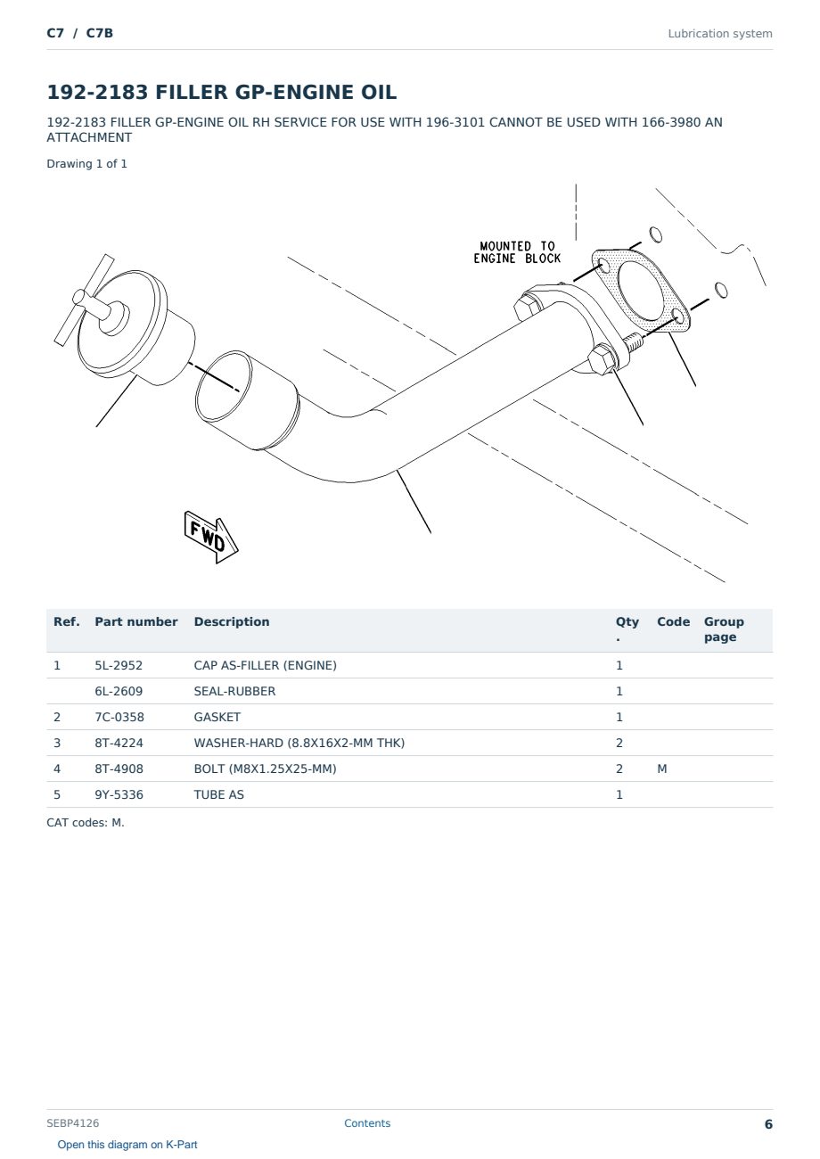 Caterpillar C7 S/N C7B Partsbook SEBP4126 (English) - sample page 6 of 10 Caterpillar C7 S/N C7B Partsbook SEBP4126 (English) - sample page 6 of 10