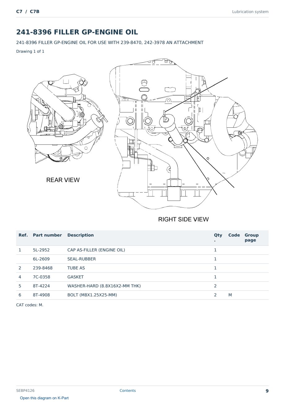Caterpillar C7 S/N C7B Partsbook SEBP4126 (English) - sample page 9 of 10 Caterpillar C7 S/N C7B Partsbook SEBP4126 (English) - sample page 9 of 10