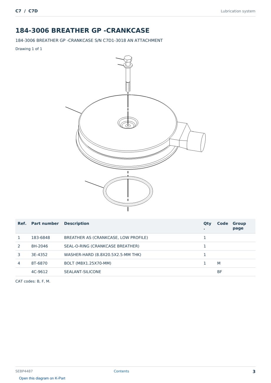 Caterpillar C7 S/N C7D Partsbook SEBP4487 (English) - sample page 3 of 10 Caterpillar C7 S/N C7D Partsbook SEBP4487 (English) - sample page 3 of 10