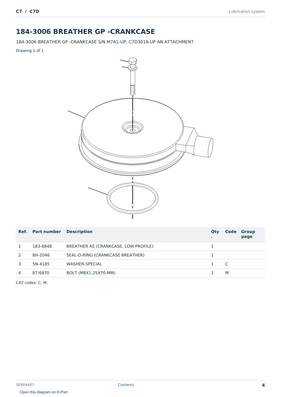 Caterpillar C7 S/N C7D Partsbook SEBP4487 (English) - sample page 4 of 10 Caterpillar C7 S/N C7D Partsbook SEBP4487 (English) - sample page 4 of 10
