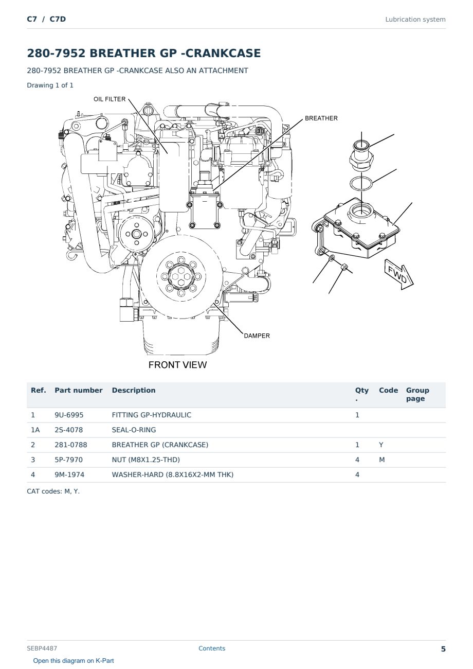 Caterpillar C7 S/N C7D Partsbook SEBP4487 (English) - sample page 5 of 10 Caterpillar C7 S/N C7D Partsbook SEBP4487 (English) - sample page 5 of 10