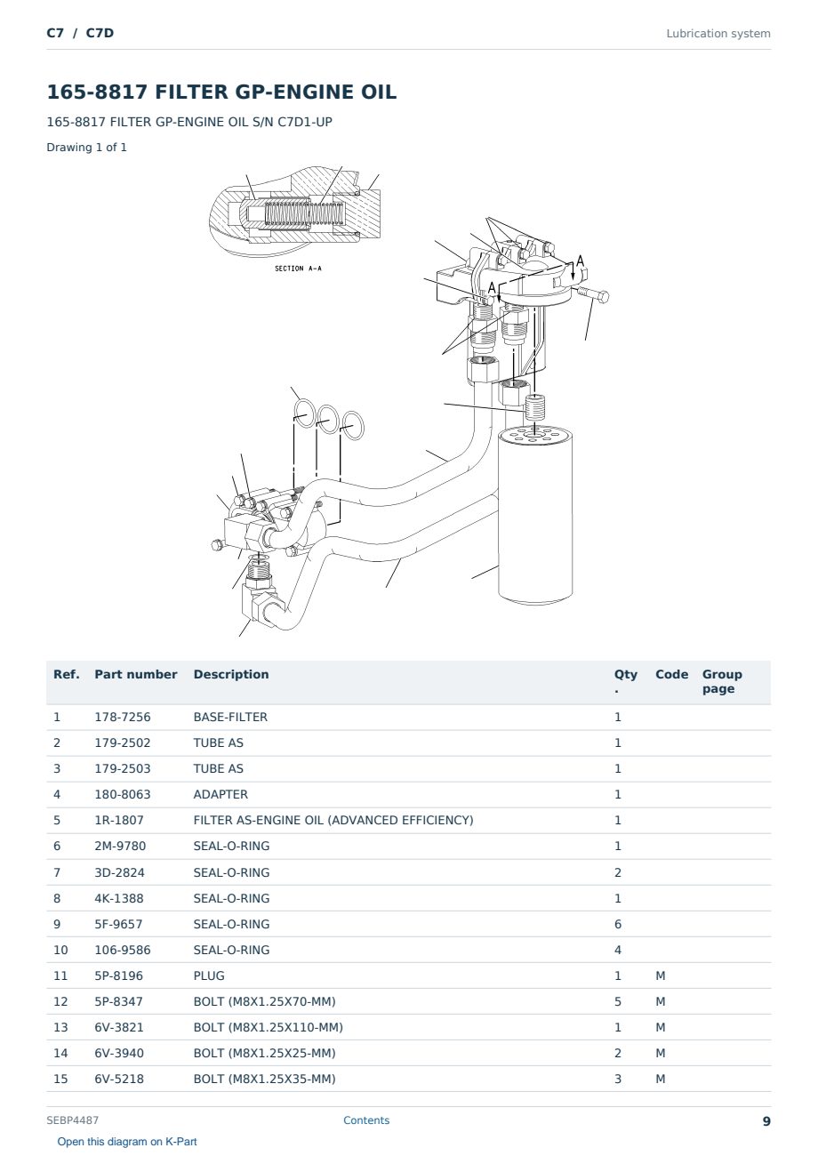 Caterpillar C7 S/N C7D Partsbook SEBP4487 (English) - sample page 9 of 10 Caterpillar C7 S/N C7D Partsbook SEBP4487 (English) - sample page 9 of 10
