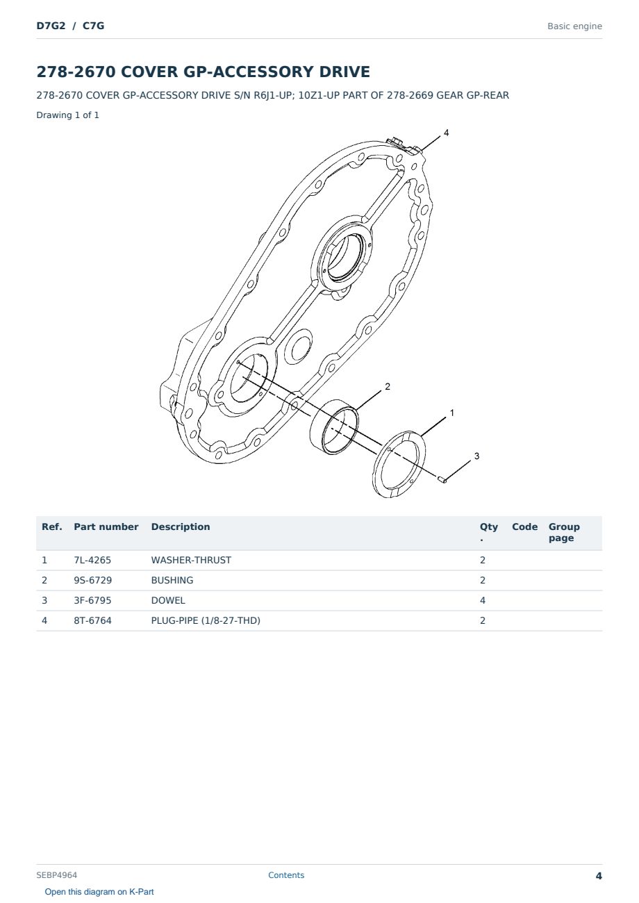 Caterpillar D7G2 S/N C7G Partsbook SEBP4964 (English) - sample page 4 of 10 Caterpillar D7G2 S/N C7G Partsbook SEBP4964 (English) - sample page 4 of 10