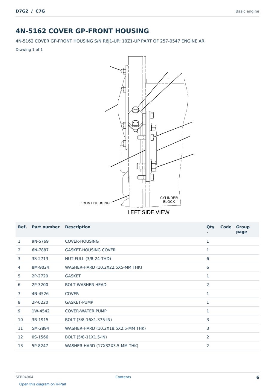 Caterpillar D7G2 S/N C7G Partsbook SEBP4964 (English) - sample page 6 of 10 Caterpillar D7G2 S/N C7G Partsbook SEBP4964 (English) - sample page 6 of 10