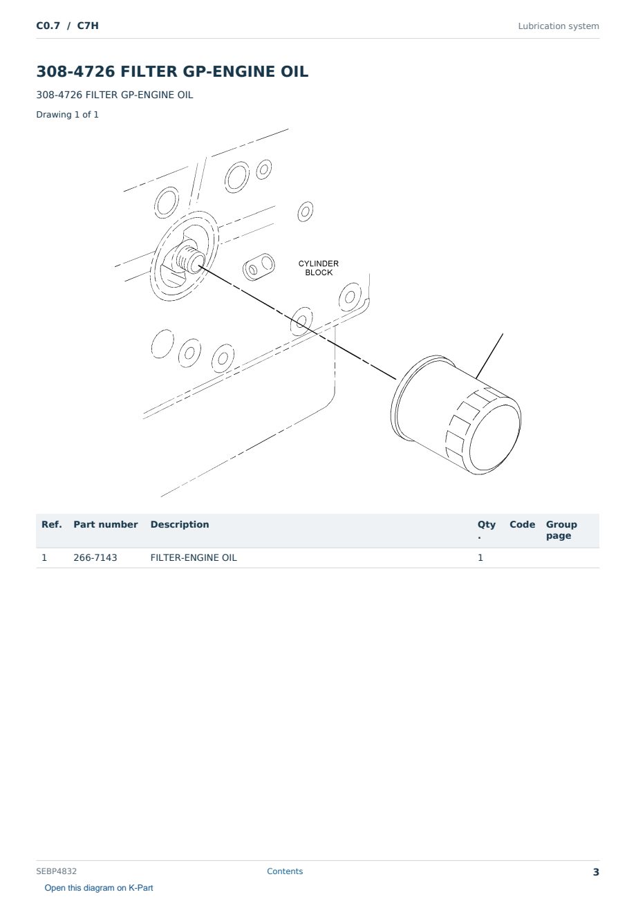 Caterpillar C0.7 S/N C7H Partsbook SEBP4832 (English) - sample page 3 of 10 Caterpillar C0.7 S/N C7H Partsbook SEBP4832 (English) - sample page 3 of 10
