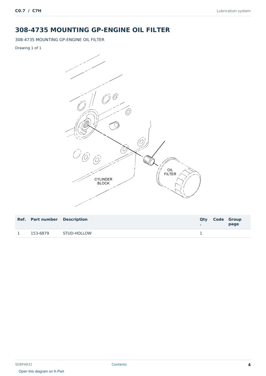 Caterpillar C0.7 S/N C7H Partsbook SEBP4832 (English) - sample page 4 of 10 Caterpillar C0.7 S/N C7H Partsbook SEBP4832 (English) - sample page 4 of 10