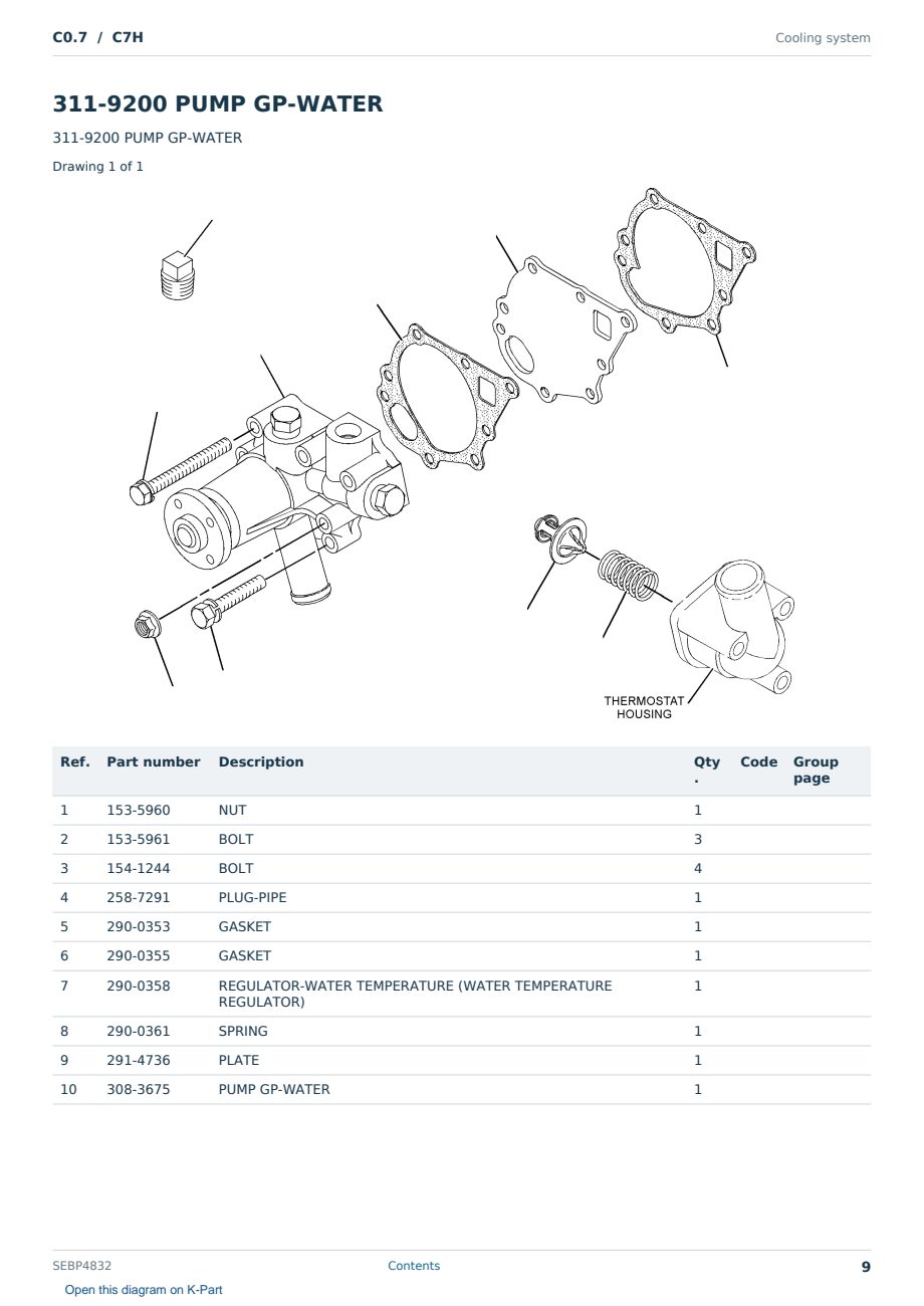 Caterpillar C0.7 S/N C7H Partsbook SEBP4832 (English) - sample page 9 of 10 Caterpillar C0.7 S/N C7H Partsbook SEBP4832 (English) - sample page 9 of 10