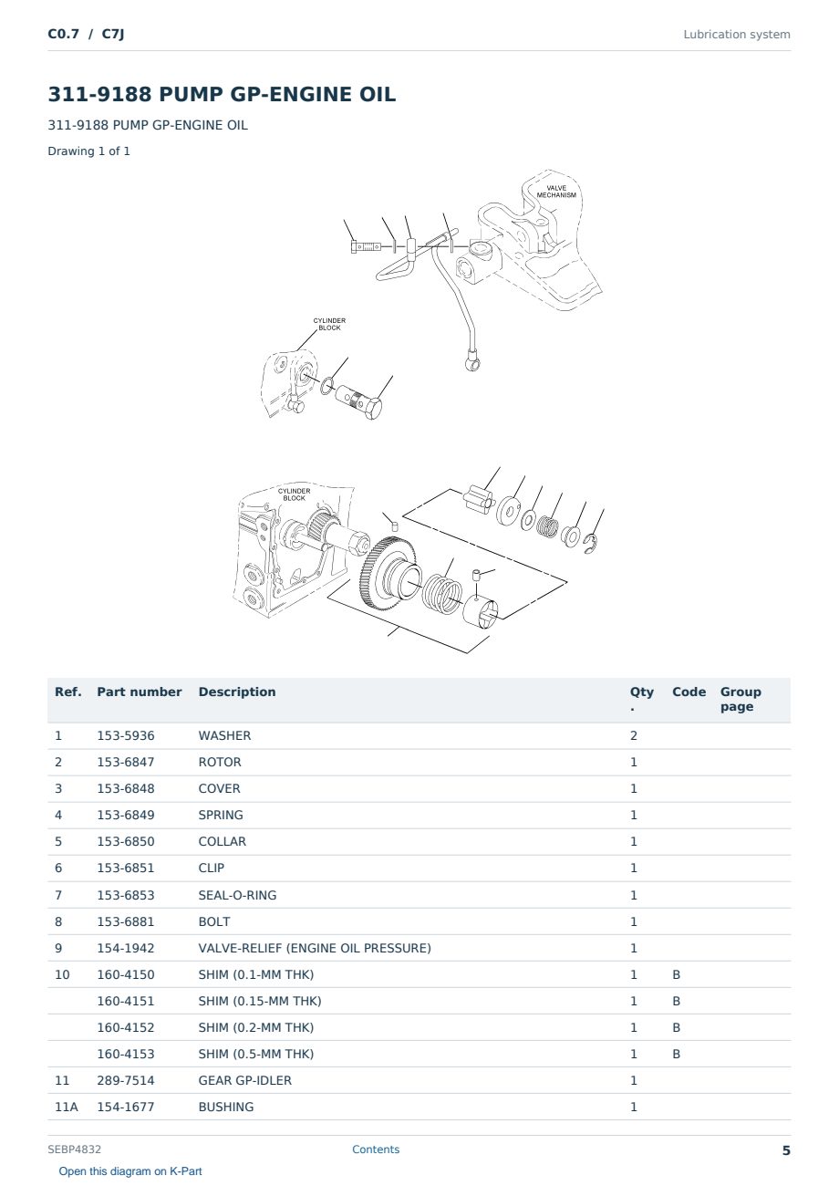 Caterpillar C0.7 S/N C7J Partsbook SEBP4832 (English) - sample page 5 of 10 Caterpillar C0.7 S/N C7J Partsbook SEBP4832 (English) - sample page 5 of 10