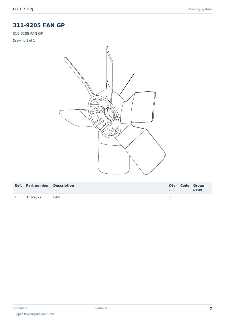 Caterpillar C0.7 S/N C7J Partsbook SEBP4832 (English) - sample page 7 of 10 Caterpillar C0.7 S/N C7J Partsbook SEBP4832 (English) - sample page 7 of 10
