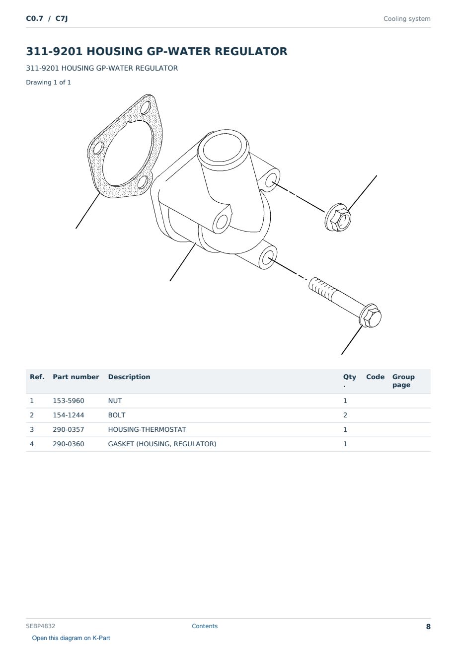 Caterpillar C0.7 S/N C7J Partsbook SEBP4832 (English) - sample page 8 of 10 Caterpillar C0.7 S/N C7J Partsbook SEBP4832 (English) - sample page 8 of 10