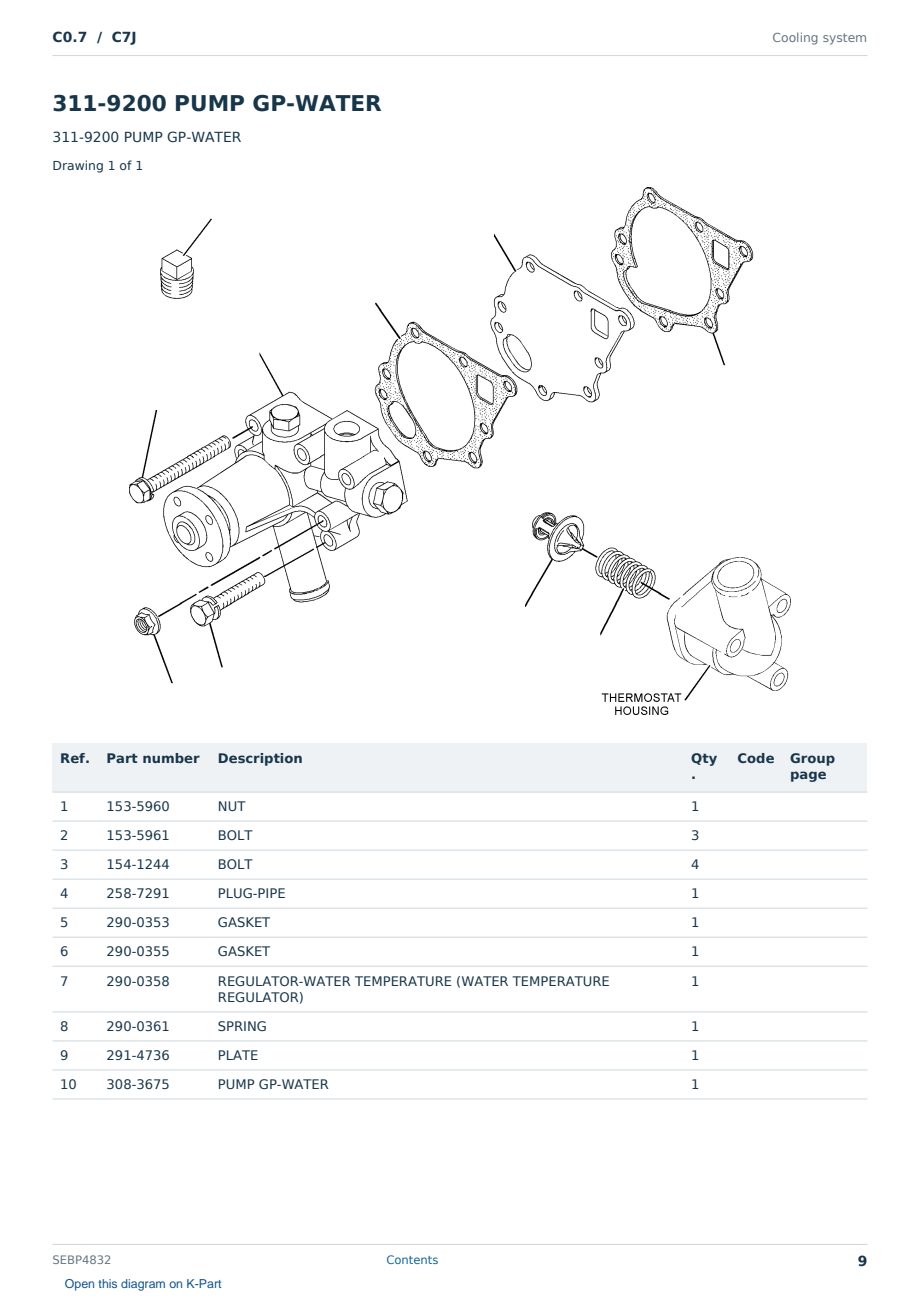 Caterpillar C0.7 S/N C7J Partsbook SEBP4832 (English) - sample page 9 of 10 Caterpillar C0.7 S/N C7J Partsbook SEBP4832 (English) - sample page 9 of 10