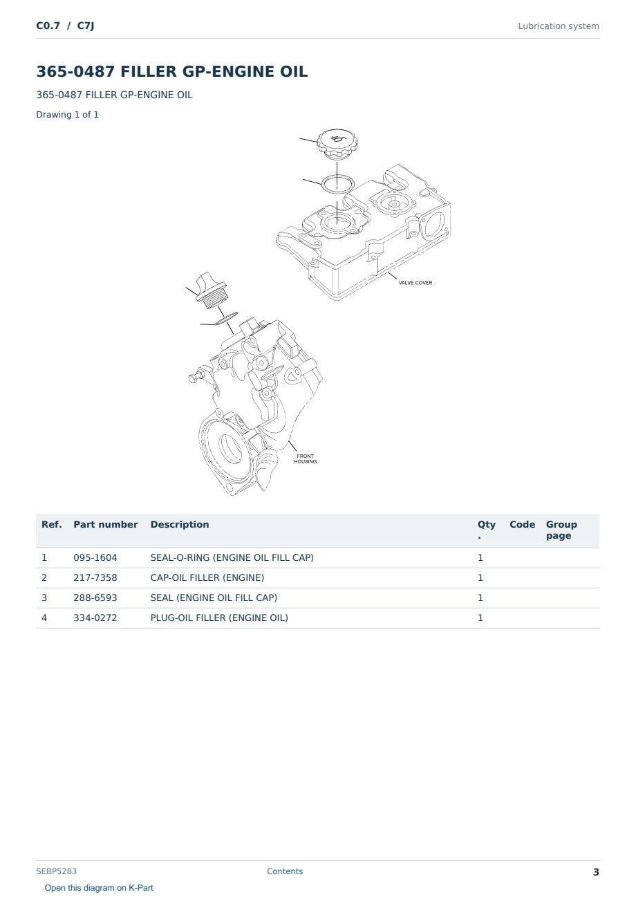 Caterpillar C0.7 S/N C7J Partsbook SEBP5283 (English) - sample page 3 of 10 Caterpillar C0.7 S/N C7J Partsbook SEBP5283 (English) - sample page 3 of 10