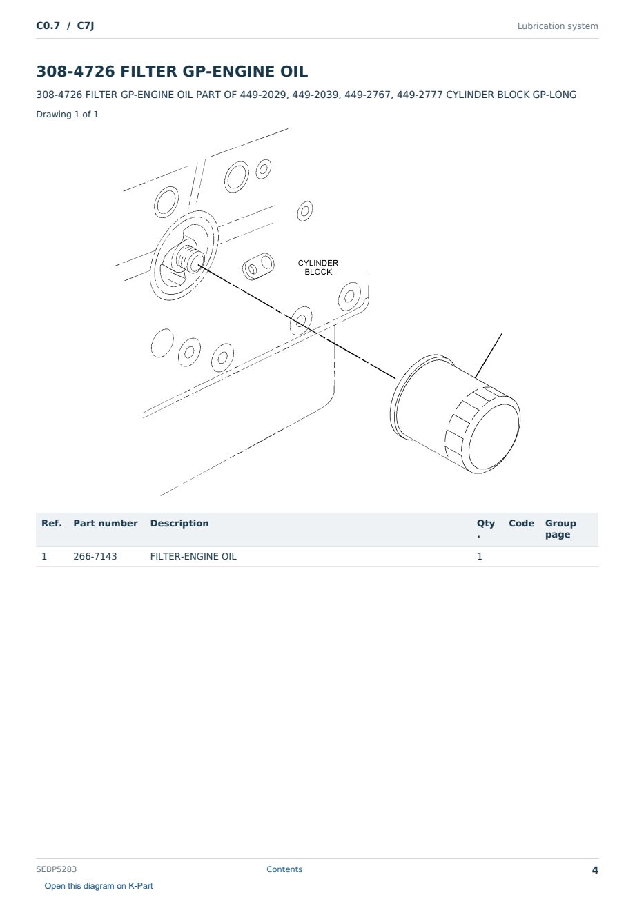 Caterpillar C0.7 S/N C7J Partsbook SEBP5283 (English) - sample page 4 of 10 Caterpillar C0.7 S/N C7J Partsbook SEBP5283 (English) - sample page 4 of 10