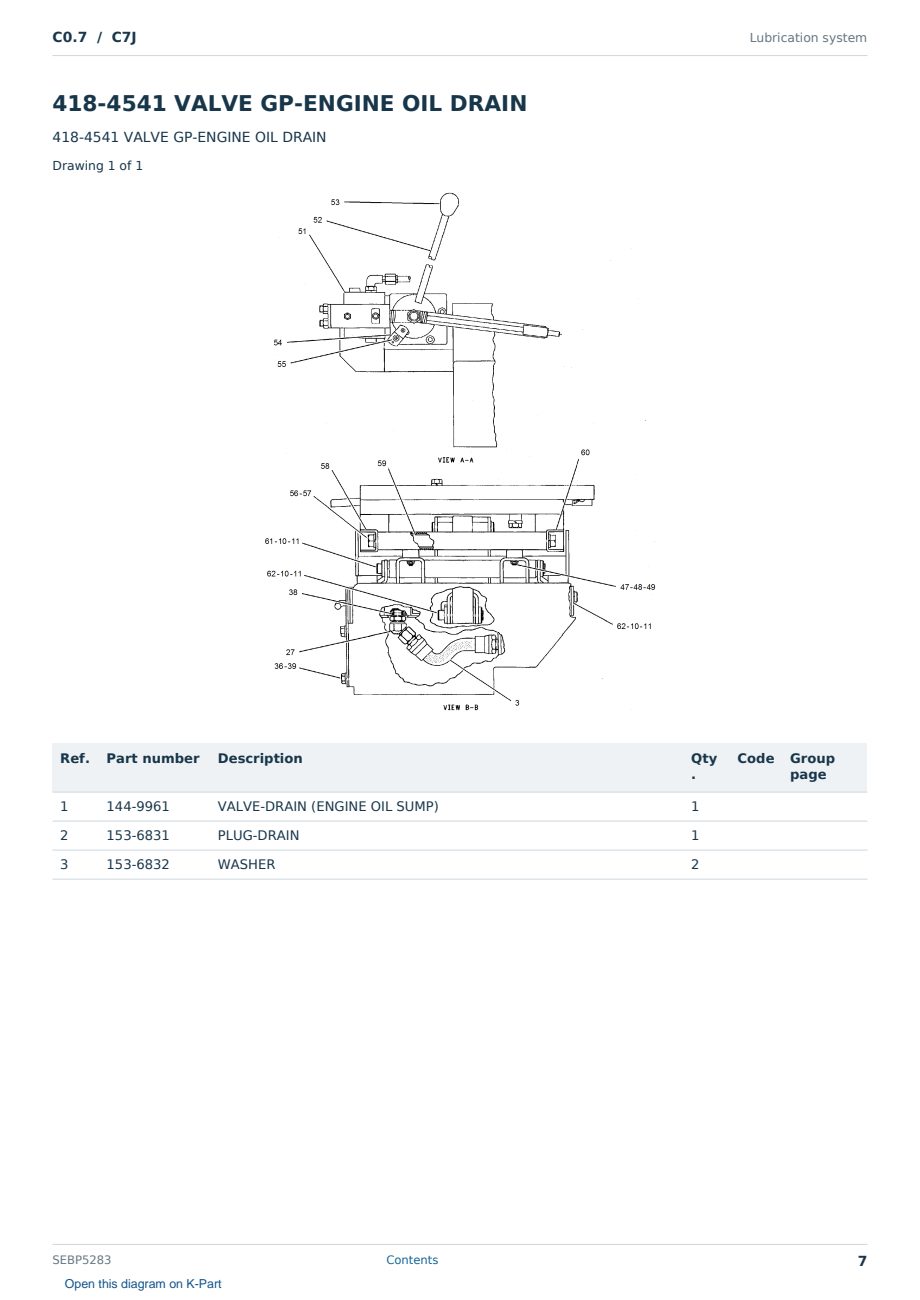 Caterpillar C0.7 S/N C7J Partsbook SEBP5283 (English) - sample page 7 of 10 Caterpillar C0.7 S/N C7J Partsbook SEBP5283 (English) - sample page 7 of 10