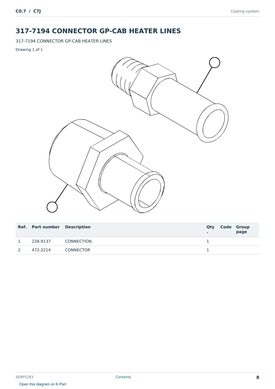 Caterpillar C0.7 S/N C7J Partsbook SEBP5283 (English) - sample page 8 of 10 Caterpillar C0.7 S/N C7J Partsbook SEBP5283 (English) - sample page 8 of 10