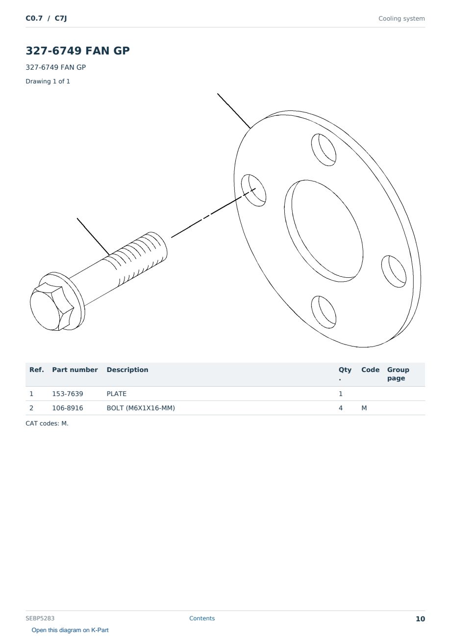 Caterpillar C0.7 S/N C7J Partsbook SEBP5283 (English) - sample page 10 of 10 Caterpillar C0.7 S/N C7J Partsbook SEBP5283 (English) - sample page 10 of 10