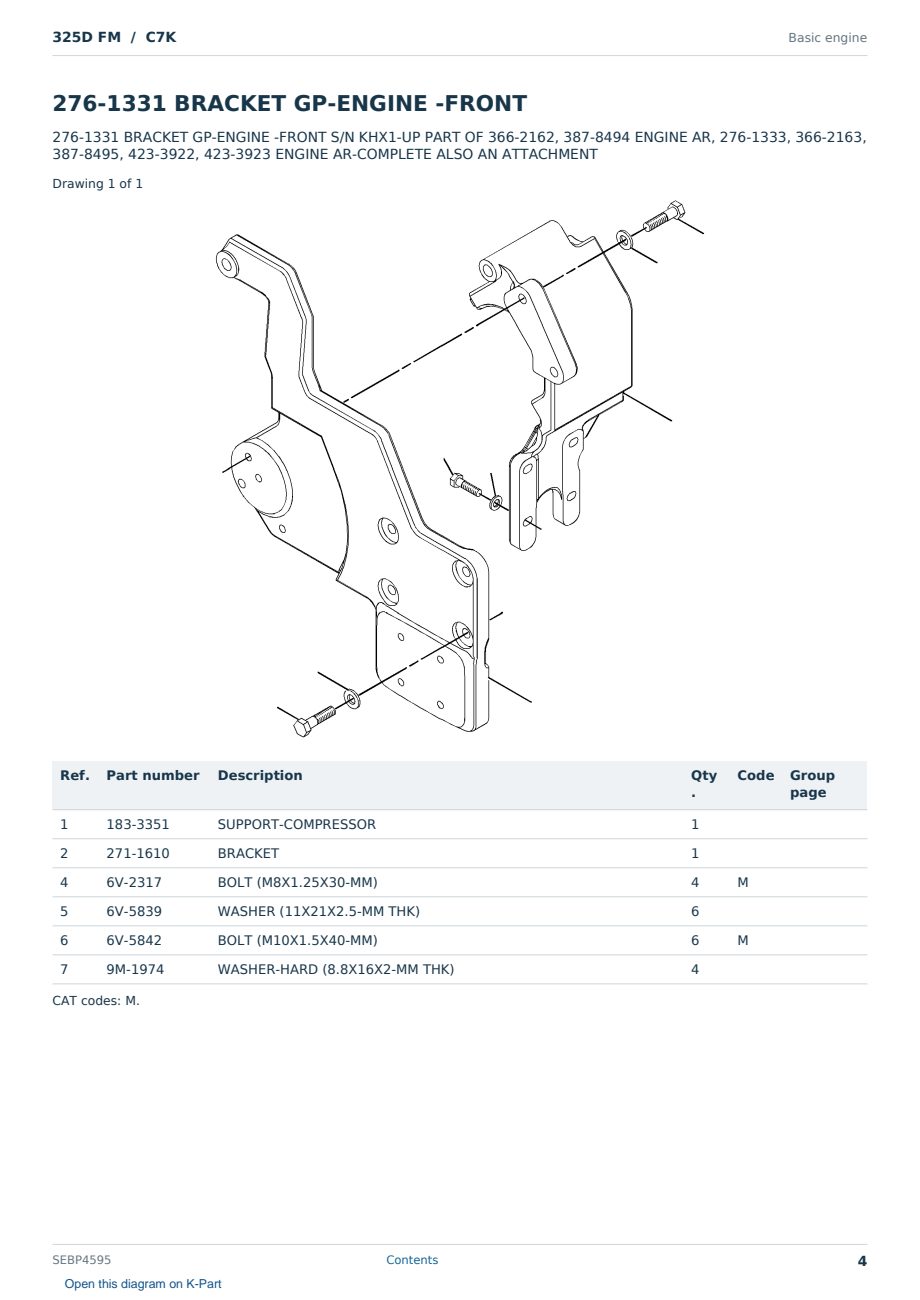 Caterpillar 325D FM S/N C7K Partsbook SEBP4595 (English) - sample page 4 of 10 Caterpillar 325D FM S/N C7K Partsbook SEBP4595 (English) - sample page 4 of 10
