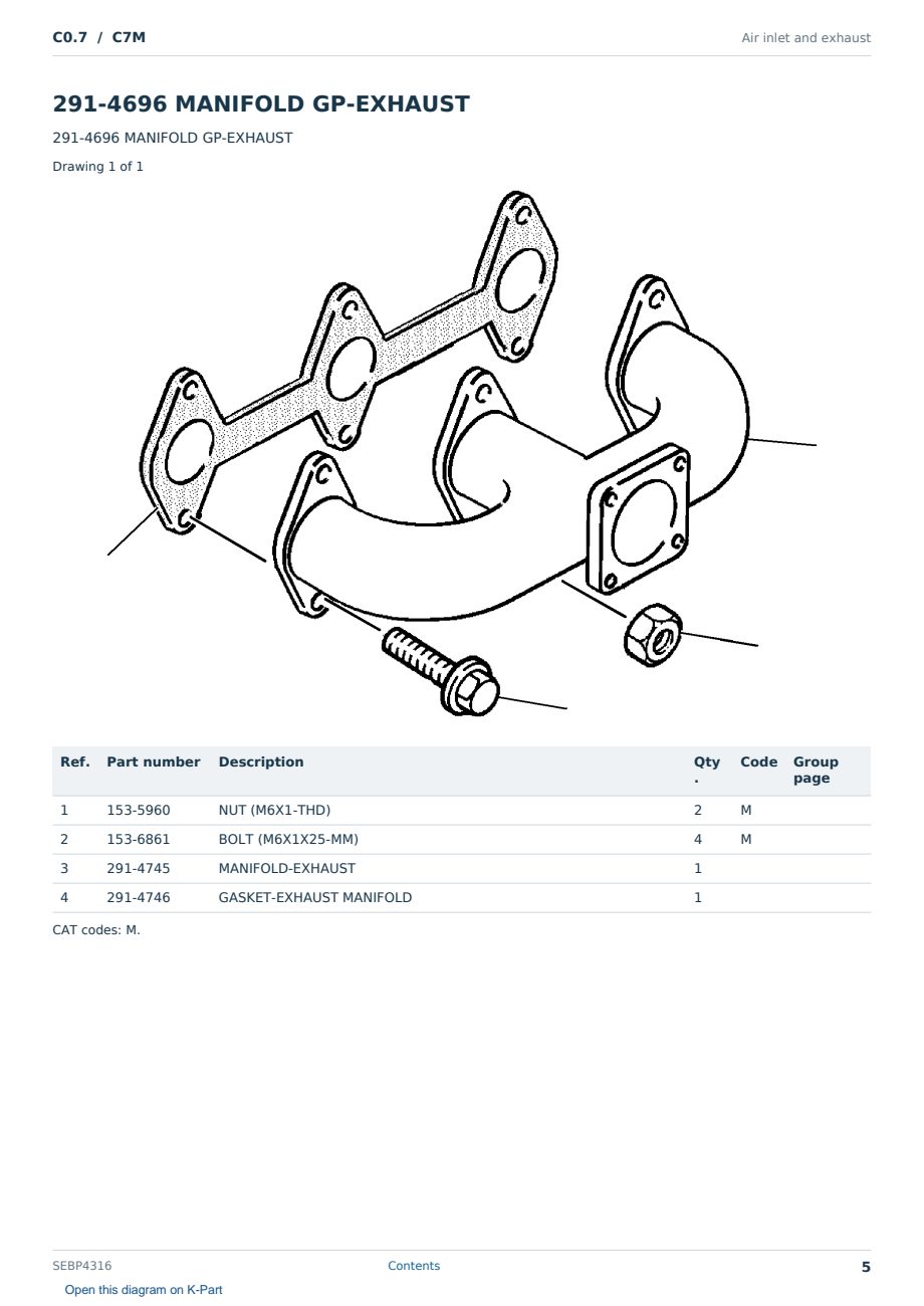 Caterpillar C0.7 S/N C7M Partsbook SEBP4316 (English) - sample page 5 of 10 Caterpillar C0.7 S/N C7M Partsbook SEBP4316 (English) - sample page 5 of 10