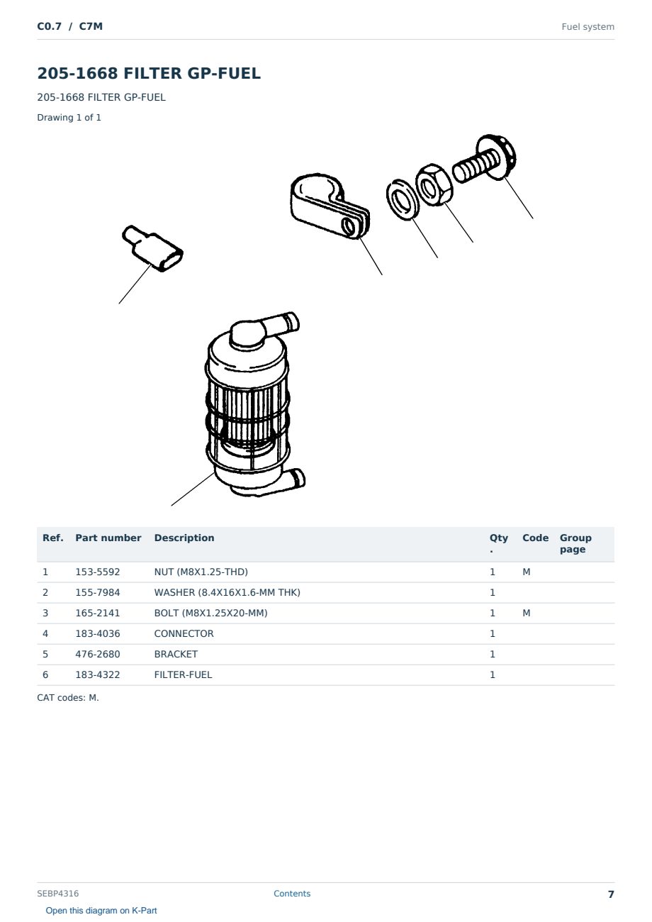 Caterpillar C0.7 S/N C7M Partsbook SEBP4316 (English) - sample page 7 of 10 Caterpillar C0.7 S/N C7M Partsbook SEBP4316 (English) - sample page 7 of 10
