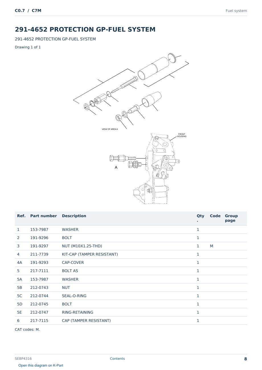Caterpillar C0.7 S/N C7M Partsbook SEBP4316 (English) - sample page 8 of 10 Caterpillar C0.7 S/N C7M Partsbook SEBP4316 (English) - sample page 8 of 10