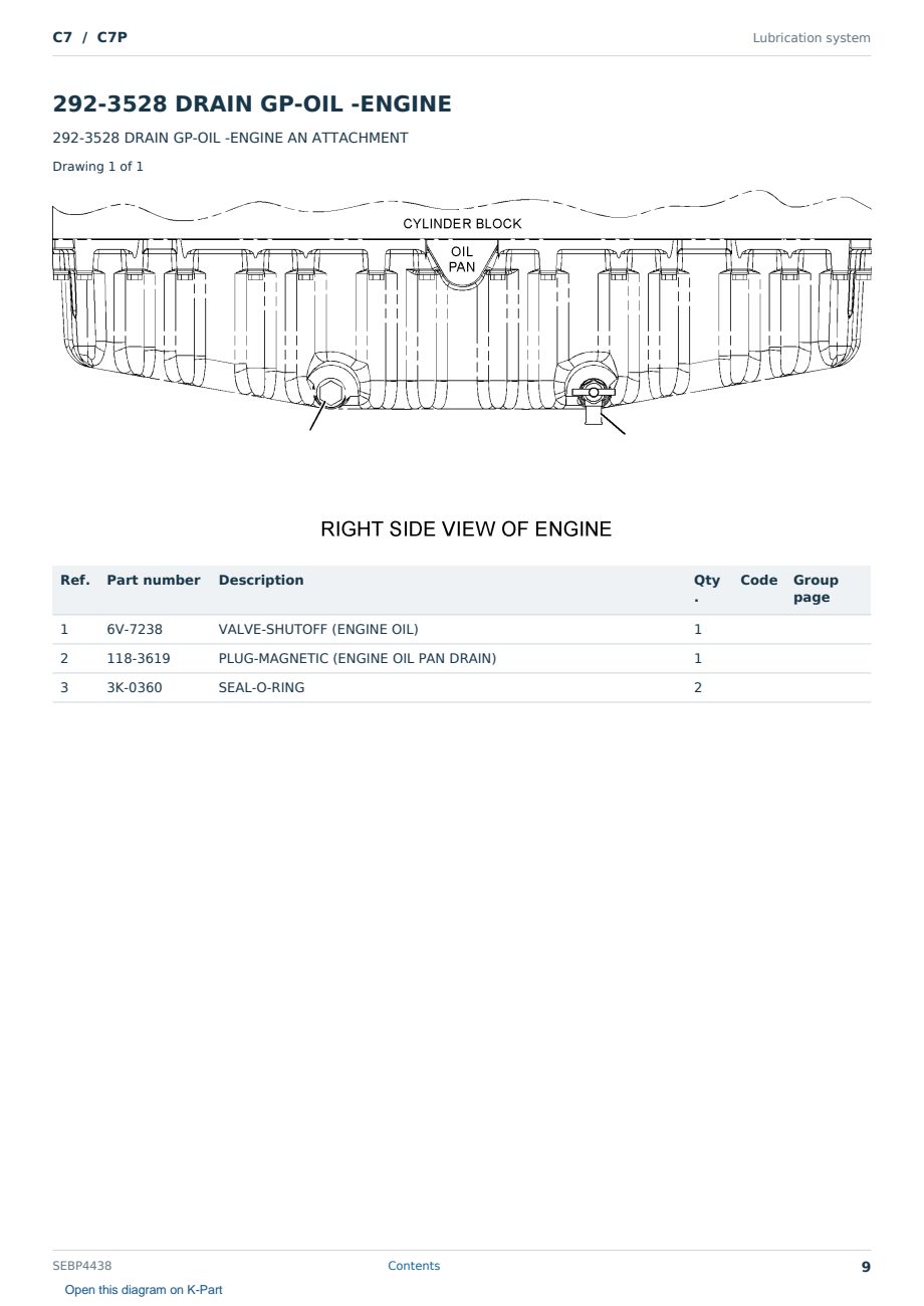 Caterpillar C7 S/N C7P Partsbook SEBP4438 (English) - sample page 9 of 10 Caterpillar C7 S/N C7P Partsbook SEBP4438 (English) - sample page 9 of 10