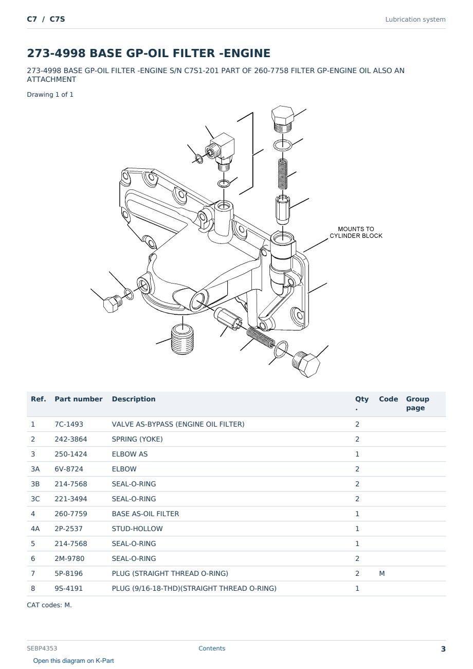 Caterpillar C7 S/N C7S Partsbook SEBP4353 (English) - sample page 3 of 10 Caterpillar C7 S/N C7S Partsbook SEBP4353 (English) - sample page 3 of 10