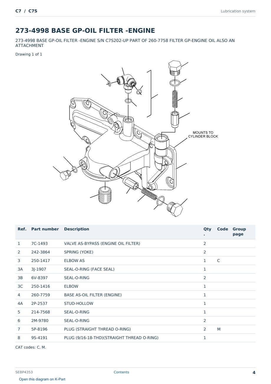 Caterpillar C7 S/N C7S Partsbook SEBP4353 (English) - sample page 4 of 10 Caterpillar C7 S/N C7S Partsbook SEBP4353 (English) - sample page 4 of 10