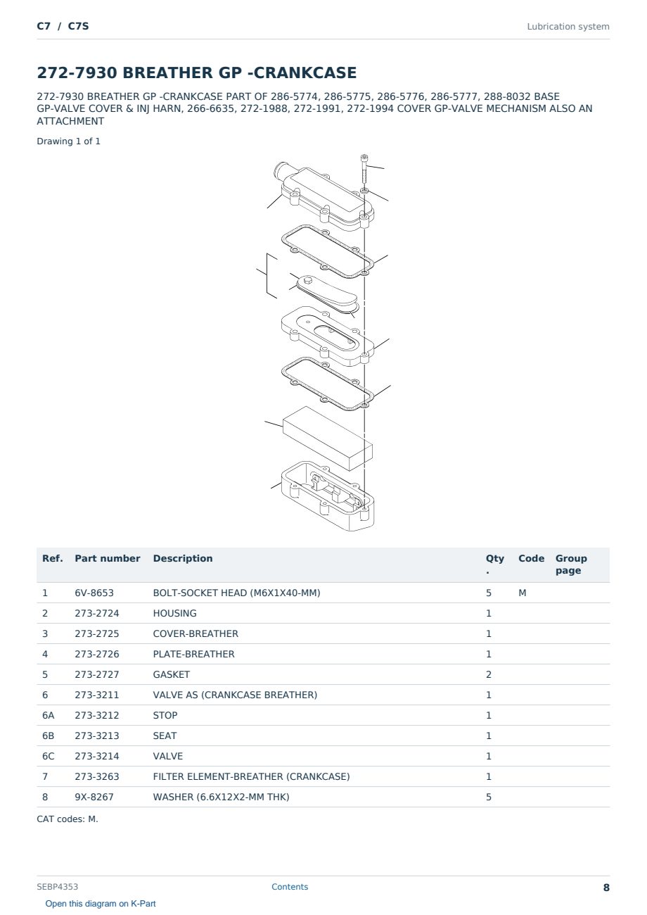 Caterpillar C7 S/N C7S Partsbook SEBP4353 (English) - sample page 8 of 10 Caterpillar C7 S/N C7S Partsbook SEBP4353 (English) - sample page 8 of 10