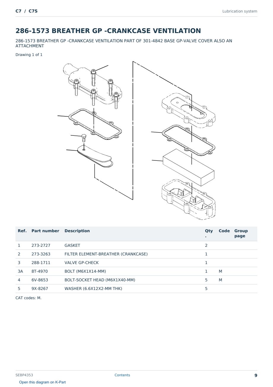 Caterpillar C7 S/N C7S Partsbook SEBP4353 (English) - sample page 9 of 10 Caterpillar C7 S/N C7S Partsbook SEBP4353 (English) - sample page 9 of 10