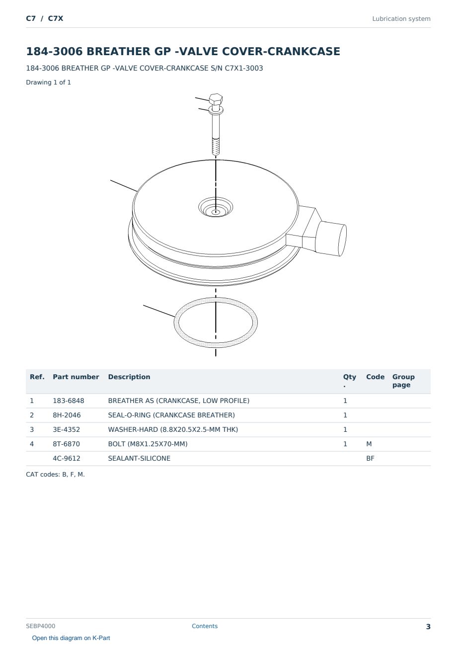 Caterpillar C7 S/N C7X Partsbook SEBP4000 (English) - sample page 3 of 10 Caterpillar C7 S/N C7X Partsbook SEBP4000 (English) - sample page 3 of 10