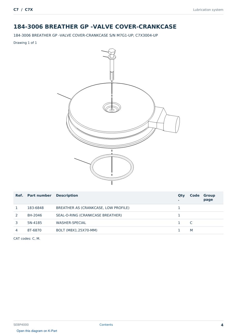 Caterpillar C7 S/N C7X Partsbook SEBP4000 (English) - sample page 4 of 10 Caterpillar C7 S/N C7X Partsbook SEBP4000 (English) - sample page 4 of 10