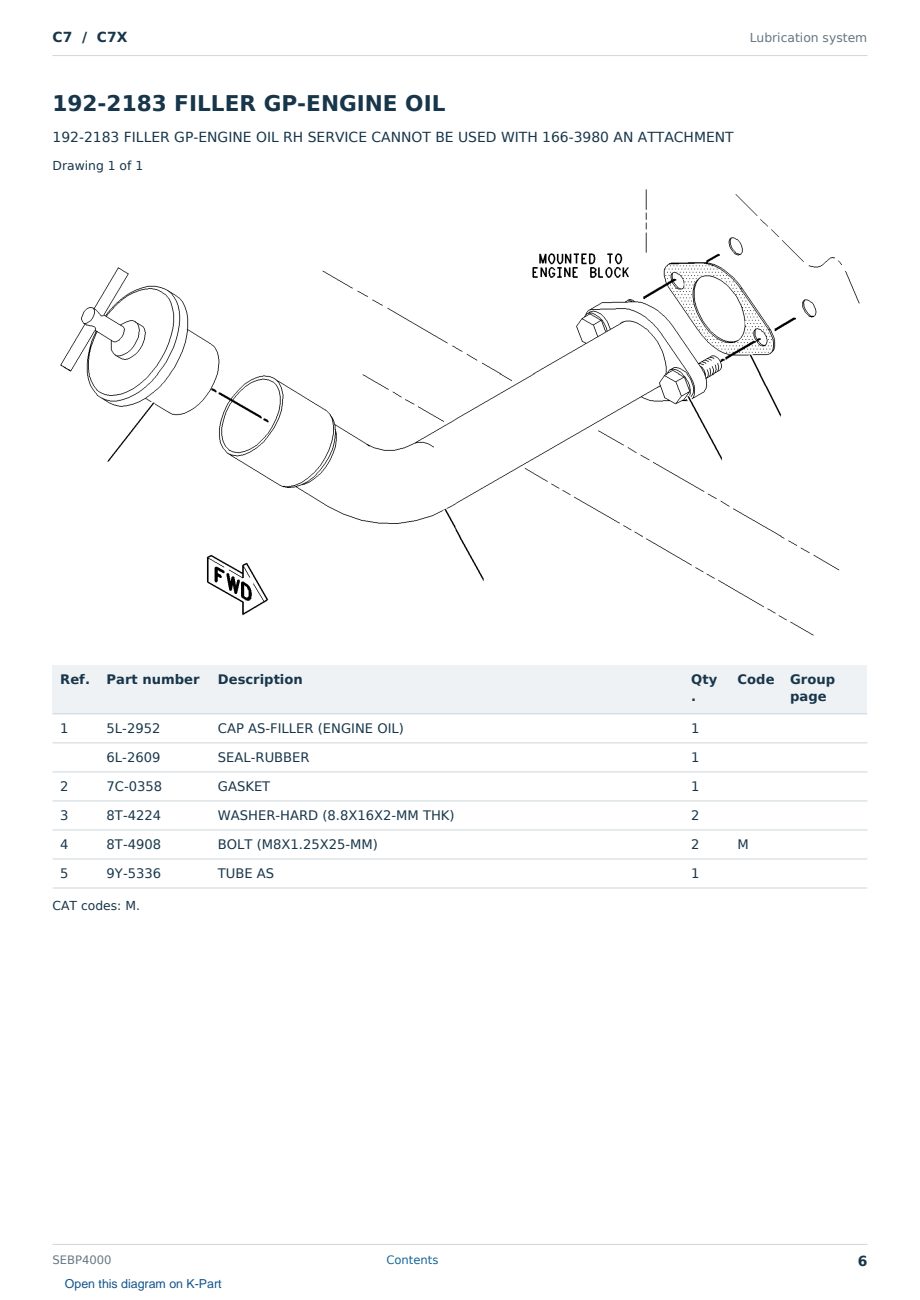Caterpillar C7 S/N C7X Partsbook SEBP4000 (English) - sample page 6 of 10 Caterpillar C7 S/N C7X Partsbook SEBP4000 (English) - sample page 6 of 10