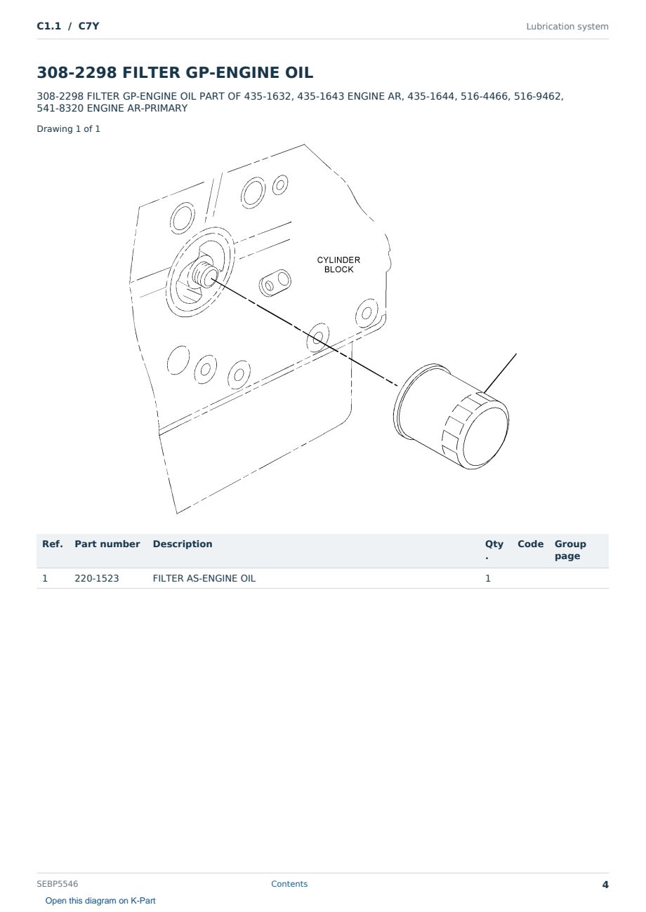 Caterpillar C1.1 S/N C7Y Partsbook SEBP5546 (English) - sample page 4 of 10 Caterpillar C1.1 S/N C7Y Partsbook SEBP5546 (English) - sample page 4 of 10