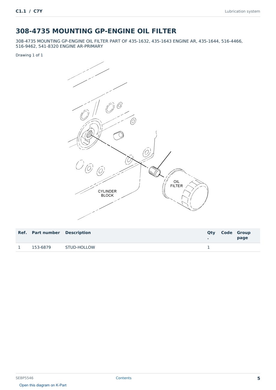 Caterpillar C1.1 S/N C7Y Partsbook SEBP5546 (English) - sample page 5 of 10 Caterpillar C1.1 S/N C7Y Partsbook SEBP5546 (English) - sample page 5 of 10