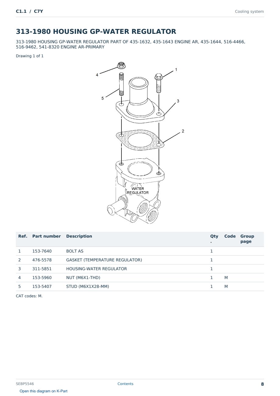 Caterpillar C1.1 S/N C7Y Partsbook SEBP5546 (English) - sample page 8 of 10 Caterpillar C1.1 S/N C7Y Partsbook SEBP5546 (English) - sample page 8 of 10