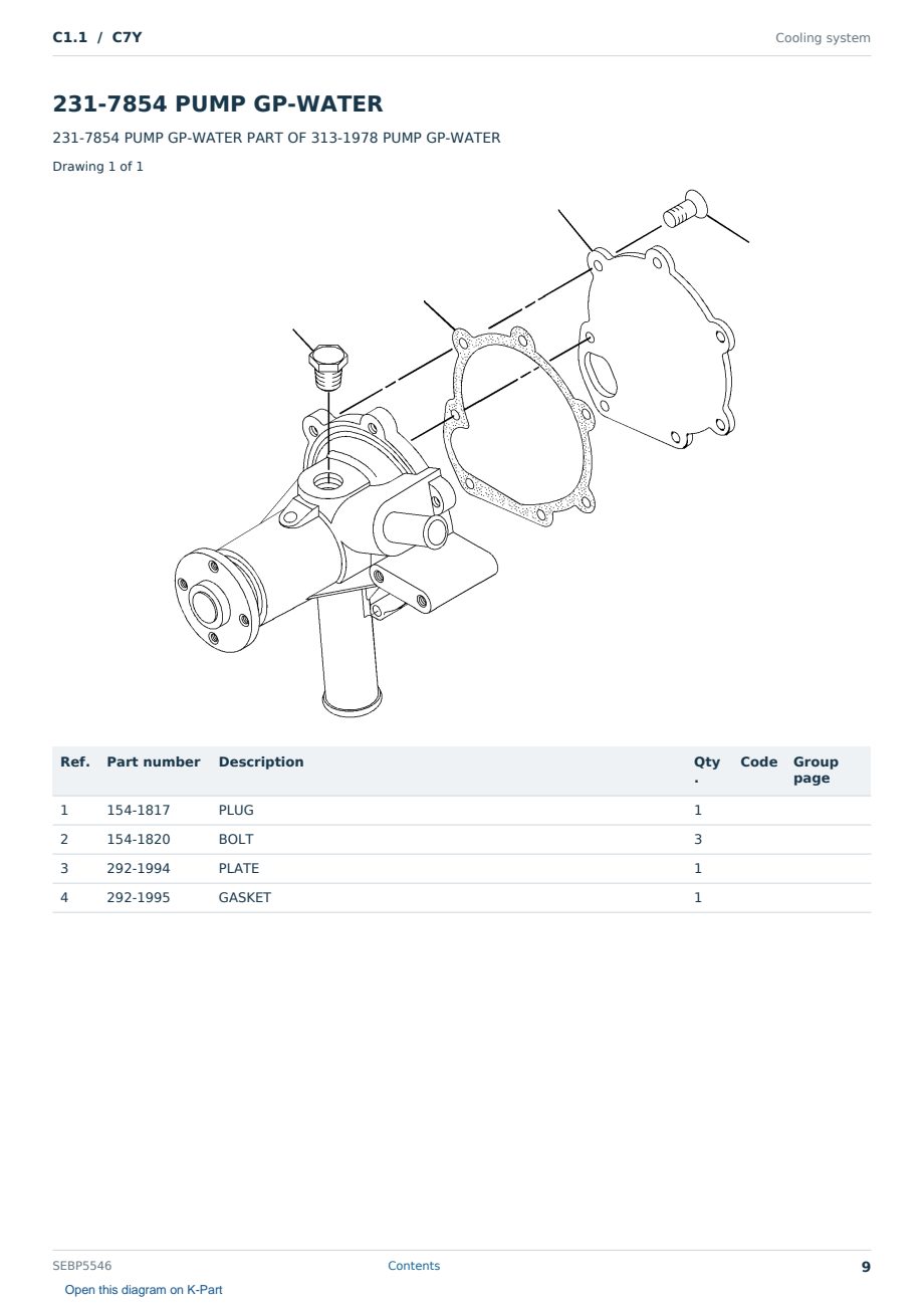 Caterpillar C1.1 S/N C7Y Partsbook SEBP5546 (English) - sample page 9 of 10 Caterpillar C1.1 S/N C7Y Partsbook SEBP5546 (English) - sample page 9 of 10