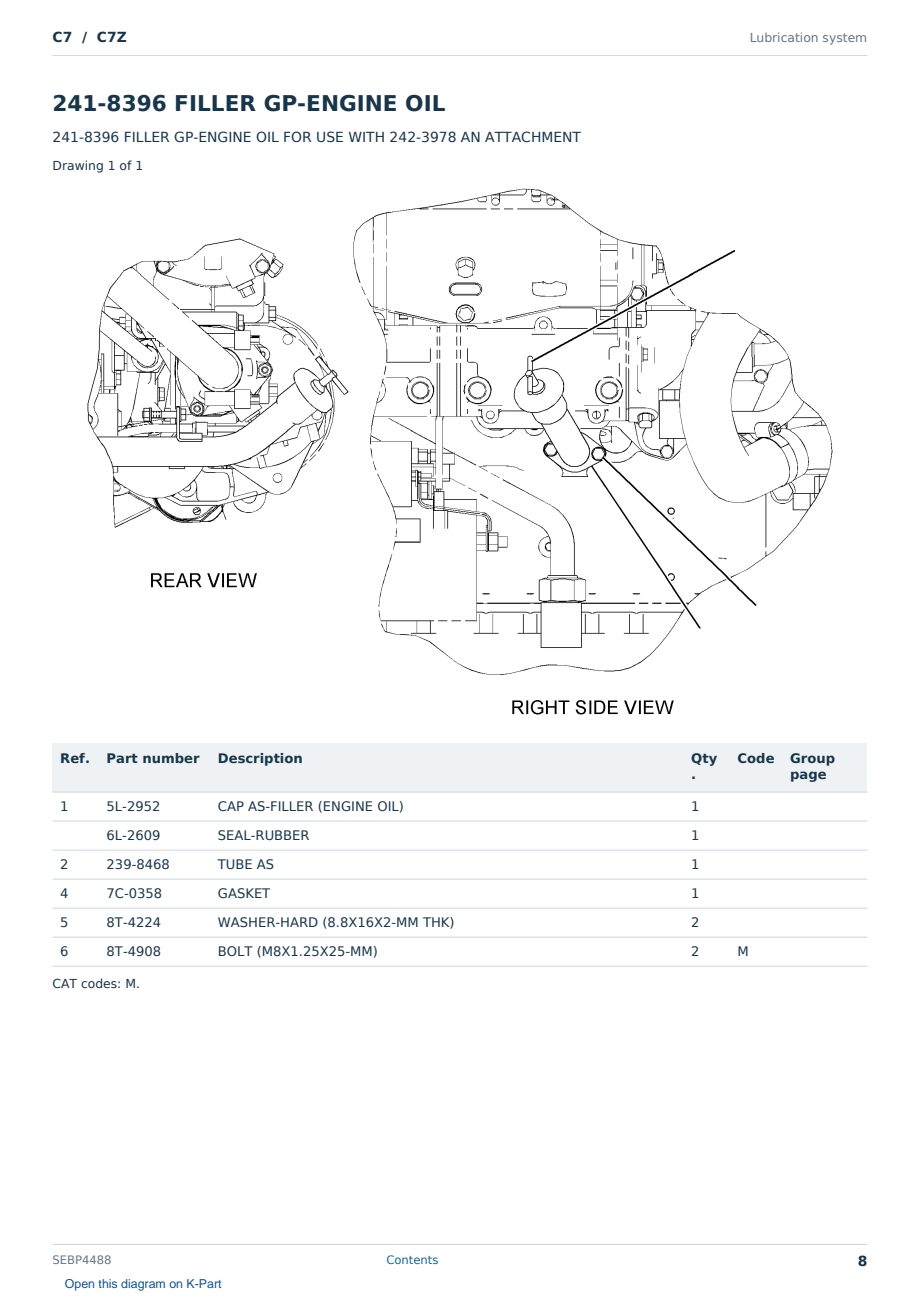 Caterpillar C7 S/N C7Z Partsbook SEBP4488 (English) - sample page 8 of 10 Caterpillar C7 S/N C7Z Partsbook SEBP4488 (English) - sample page 8 of 10